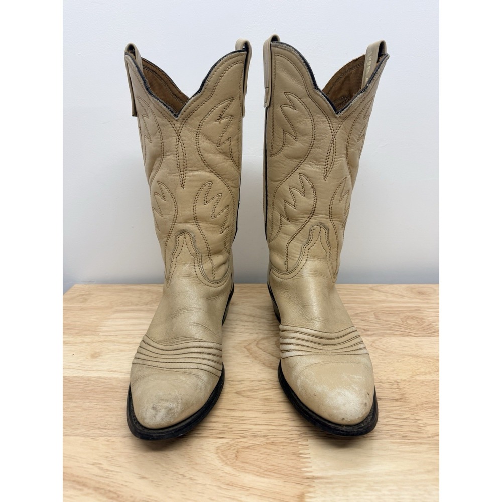 Durango Cowboy Boots Womens 8.5 Tan Leather Western Pull On Vintage #57